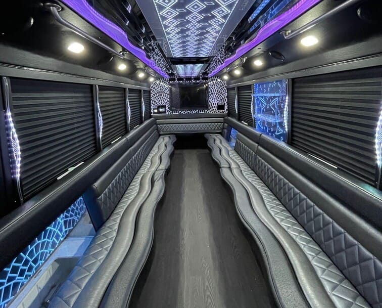 Newport News 30 Passenger Party Bus White Interior